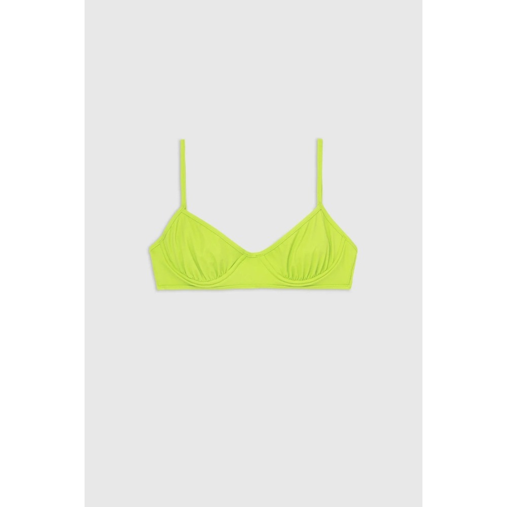 Nu Swim Pluto Demi Bikini Top Retro 80s Neon Bright Green Melon Large NWT $177